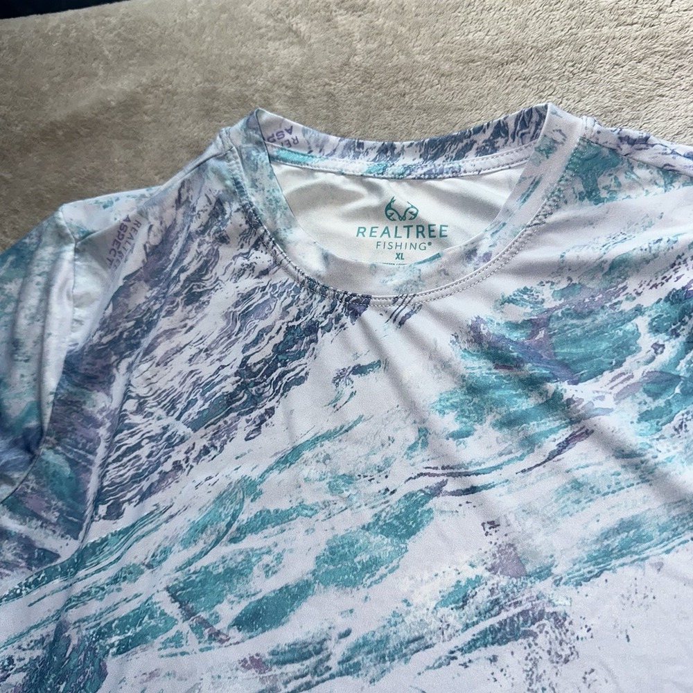 Realtree Fishing Aspect Shirt Mens XL Performance Long Sleeve Camo Drop Tail